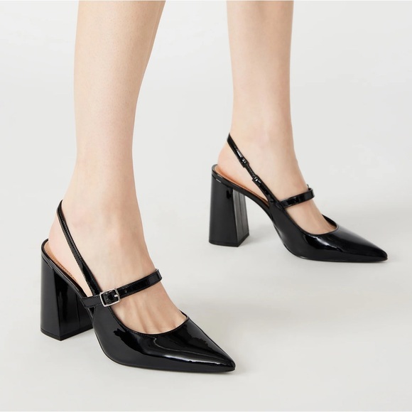Steve Madden Maegan Black Patent Pointed Slingback Heel Size 11 - Picture 4 of 4